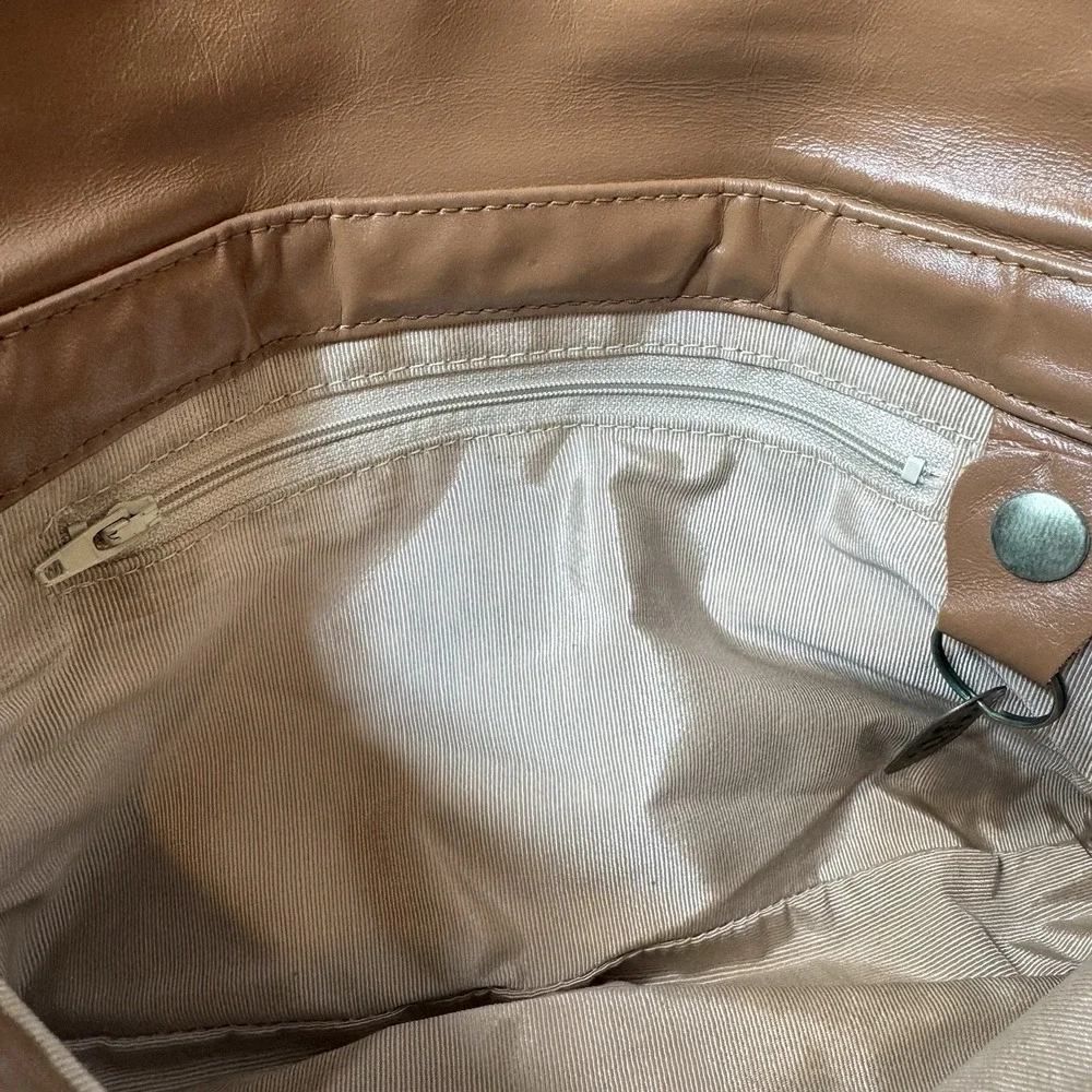 Vintage SAS Brown Leather Slouchy Flap Crossbody Shoulder Bag Purse USA Made Y2K
